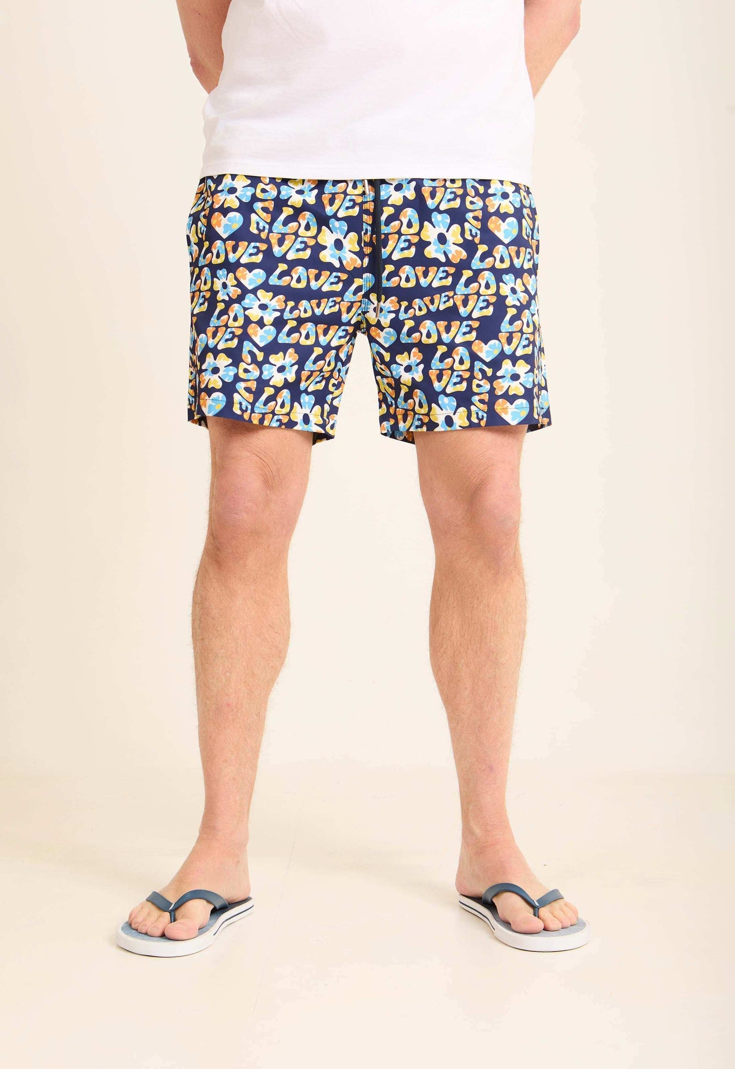 All-Over Love Pattern Swim Shorts