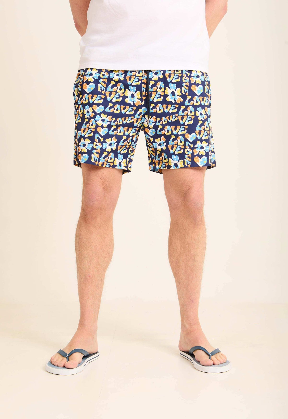 All-Over Love Pattern Swim Shorts