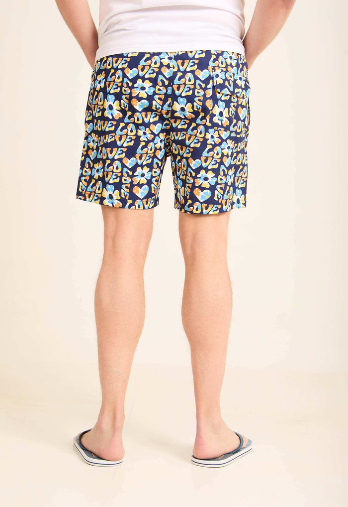 All-Over Love Pattern Swim Shorts