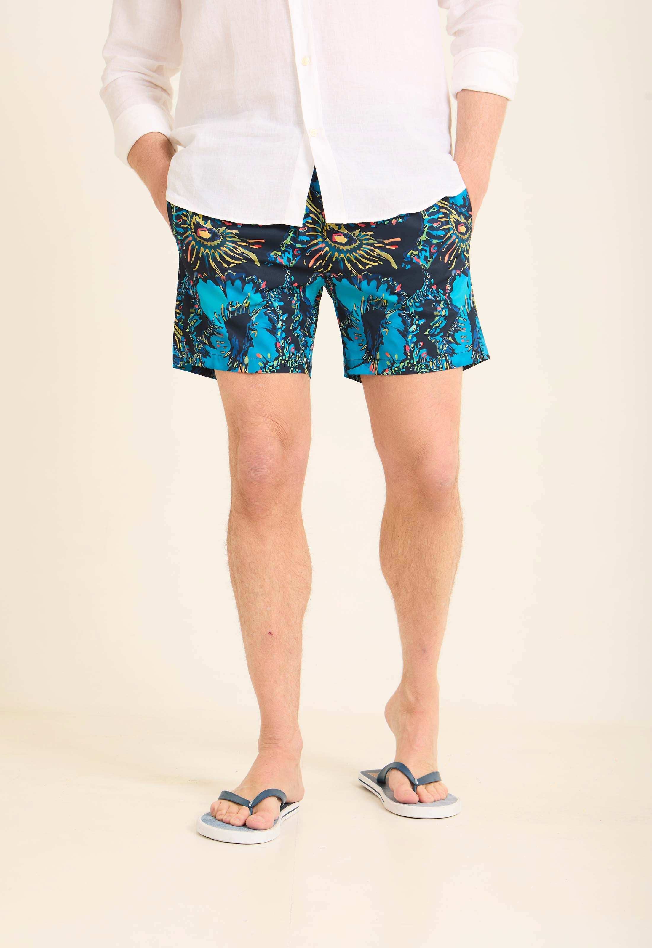 Patterned Drawstring Swim Shorts