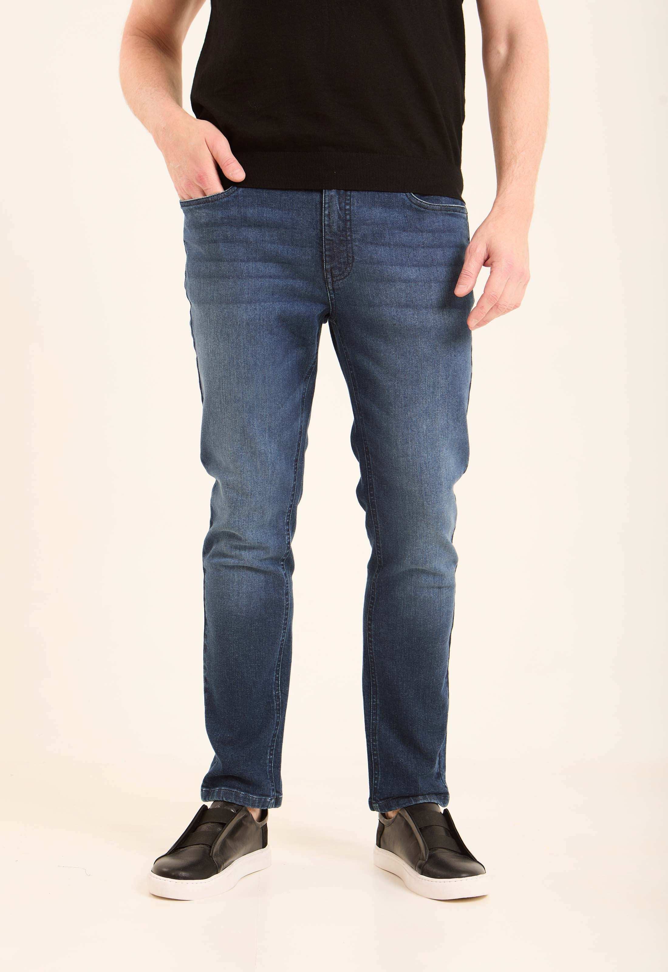 Skinny Denim Pants with Clean Finish