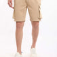 Elastic Waist Solid Cargo Shorts