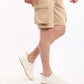 Elastic Waist Solid Cargo Shorts