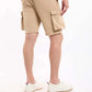 Elastic Waist Solid Cargo Shorts