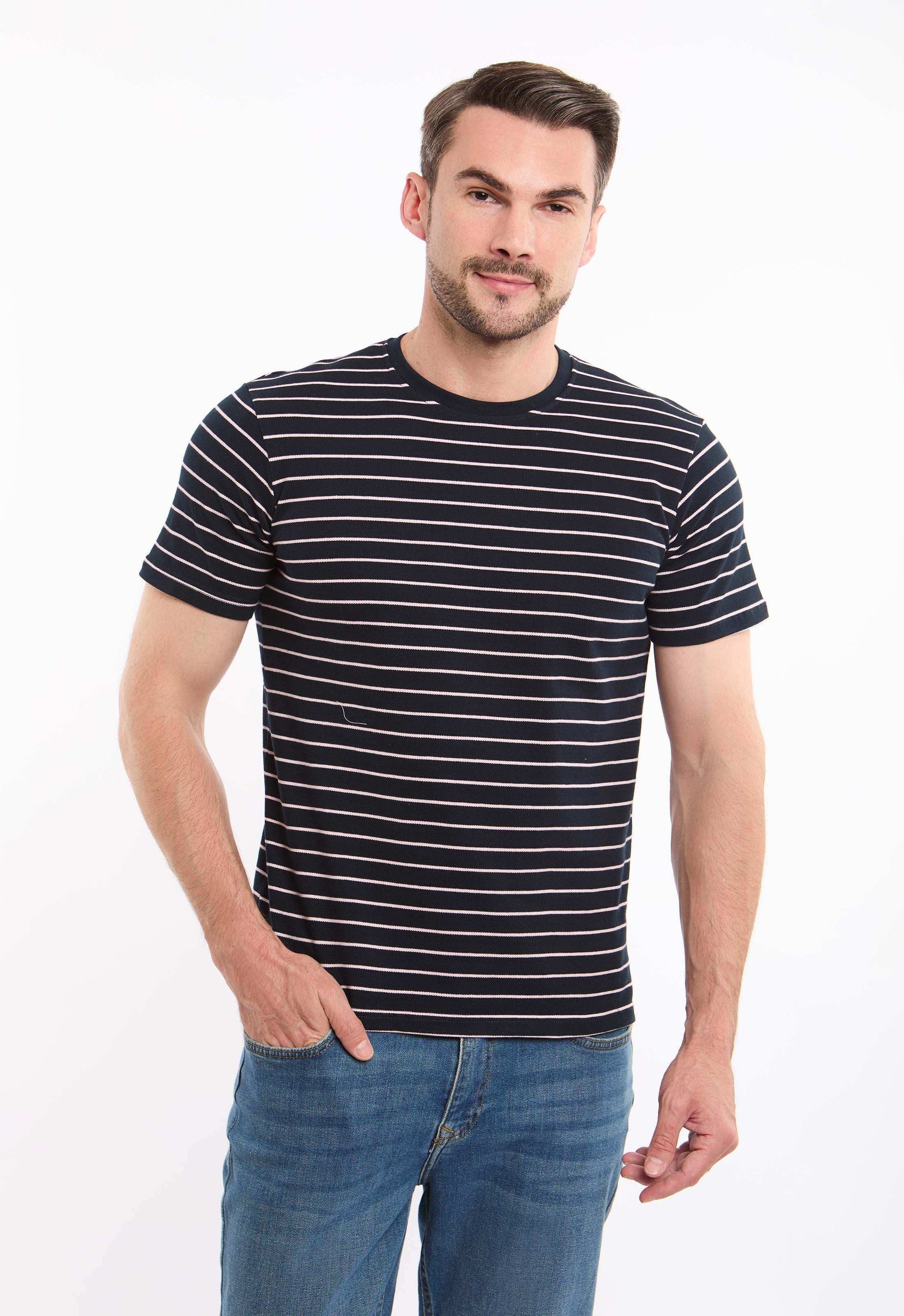 Dual-Tone Striped Short Sleeves Tee