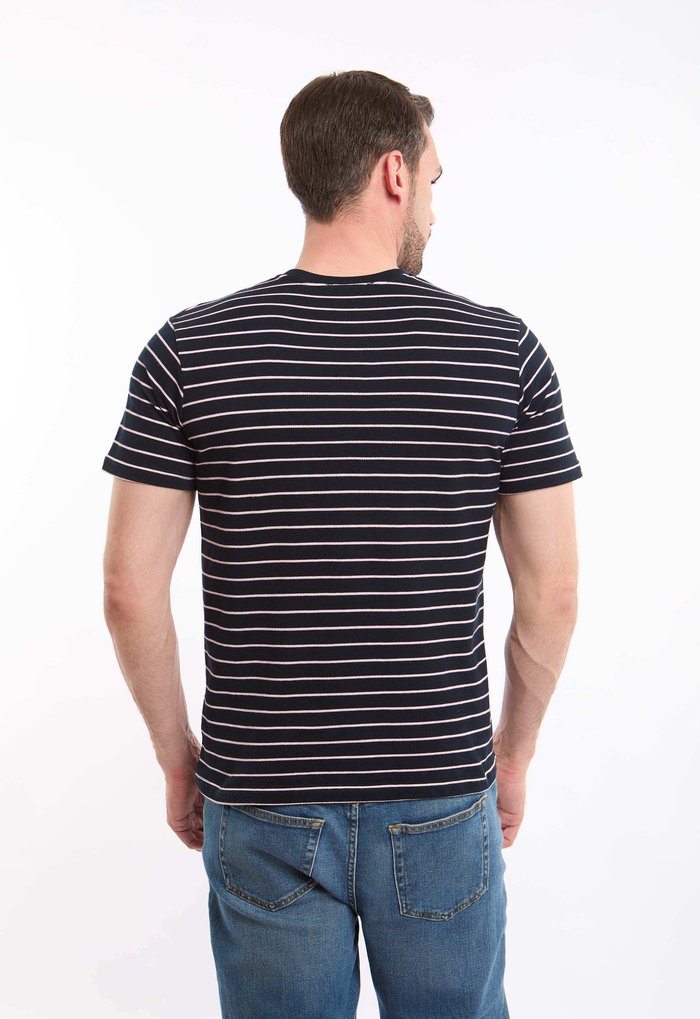 Dual-Tone Striped Short Sleeves Tee