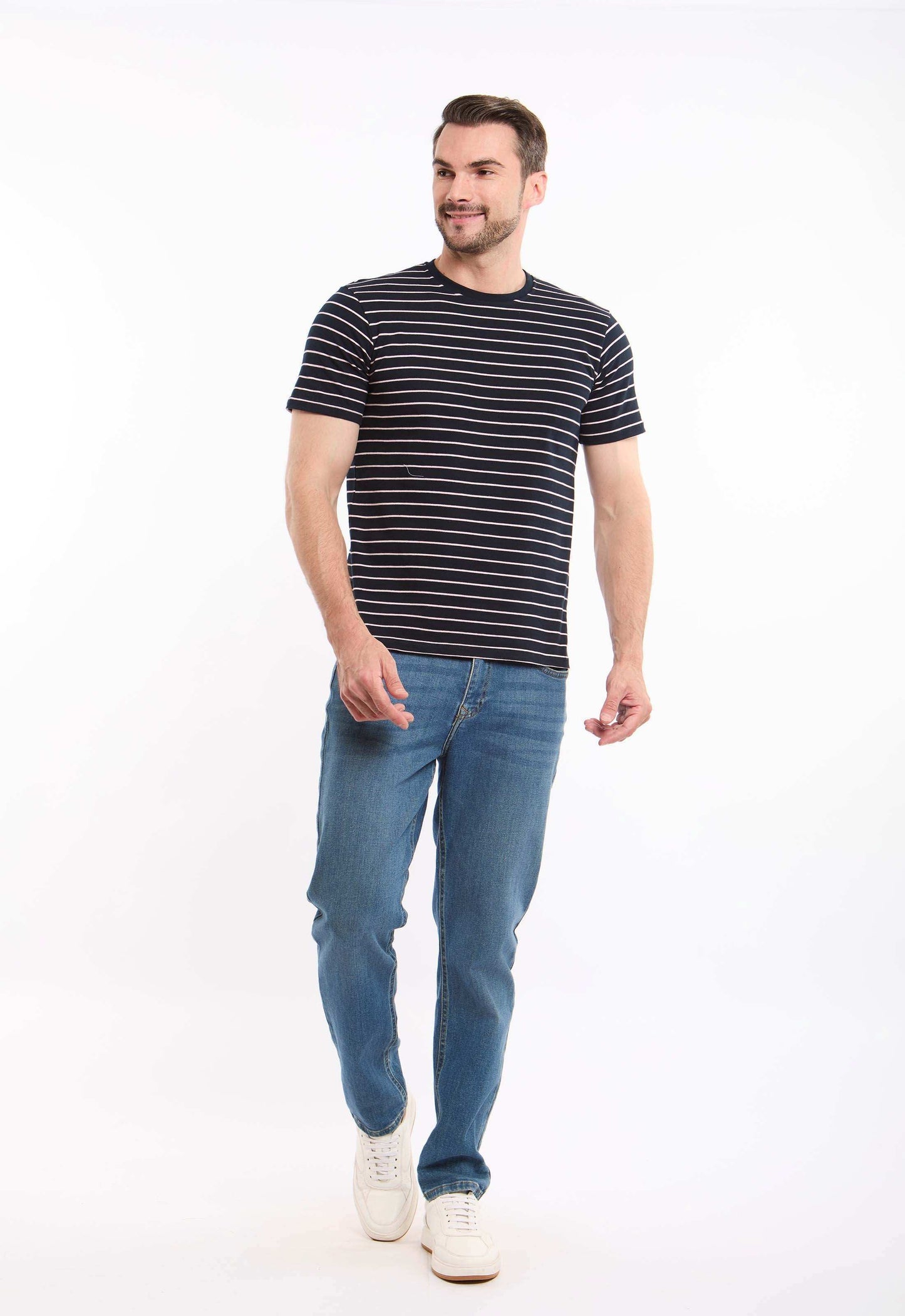 Dual-Tone Striped Short Sleeves Tee