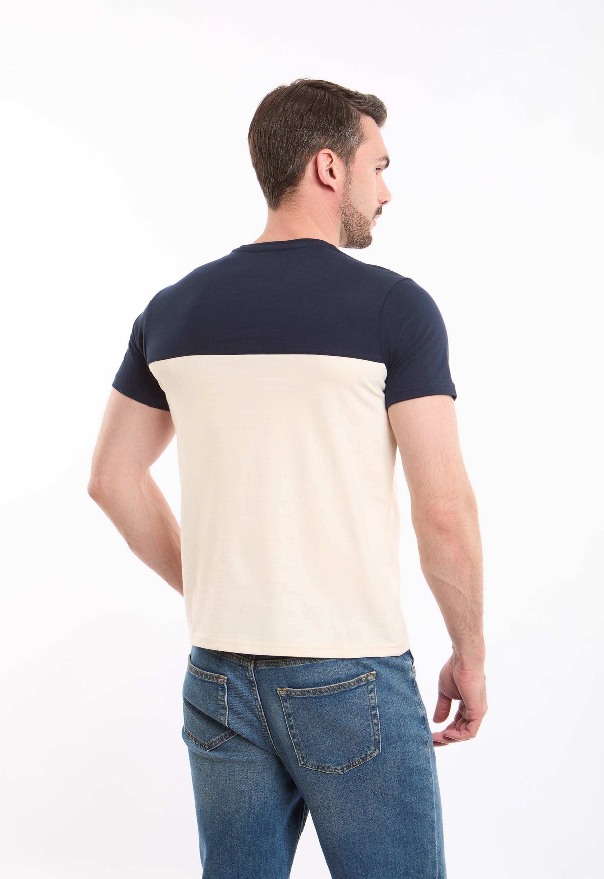 Tri-Tone Colorblock Elegant Linen Tee