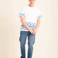 Crew Neck Tee with Geometric Pattern Trim