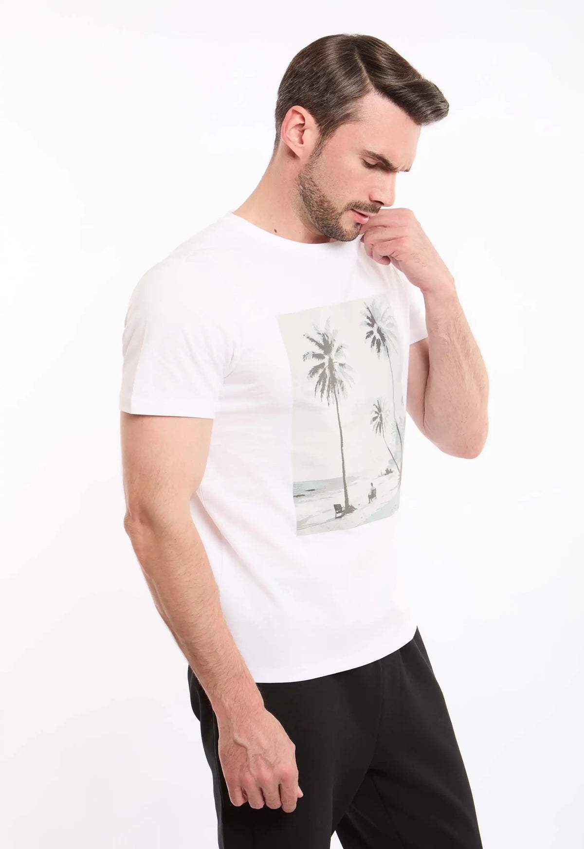 Printed Beach Crew Neck Regular Tee