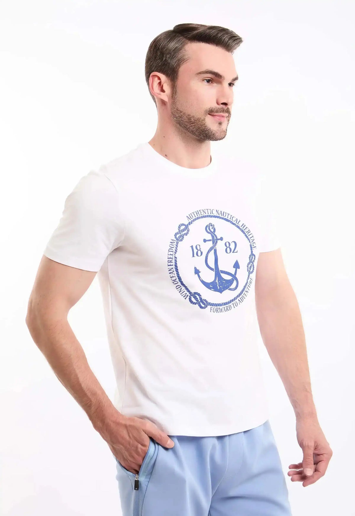 Printed Crew Neck Slip On Cotton Tee