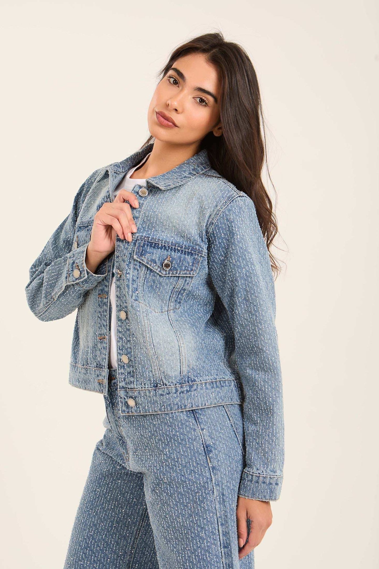 Cropped Cotton Jacket with Chest Pockets