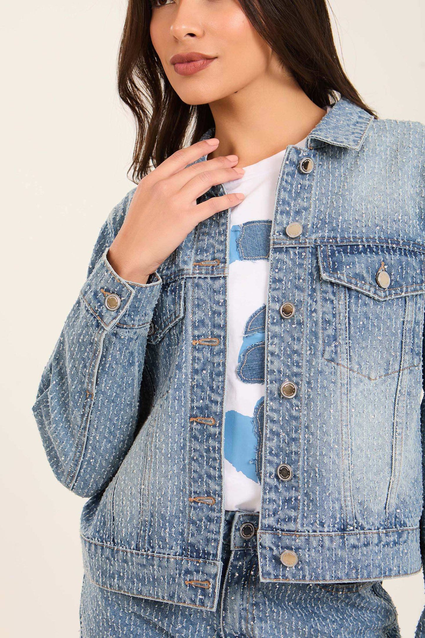 Cropped Cotton Jacket with Chest Pockets