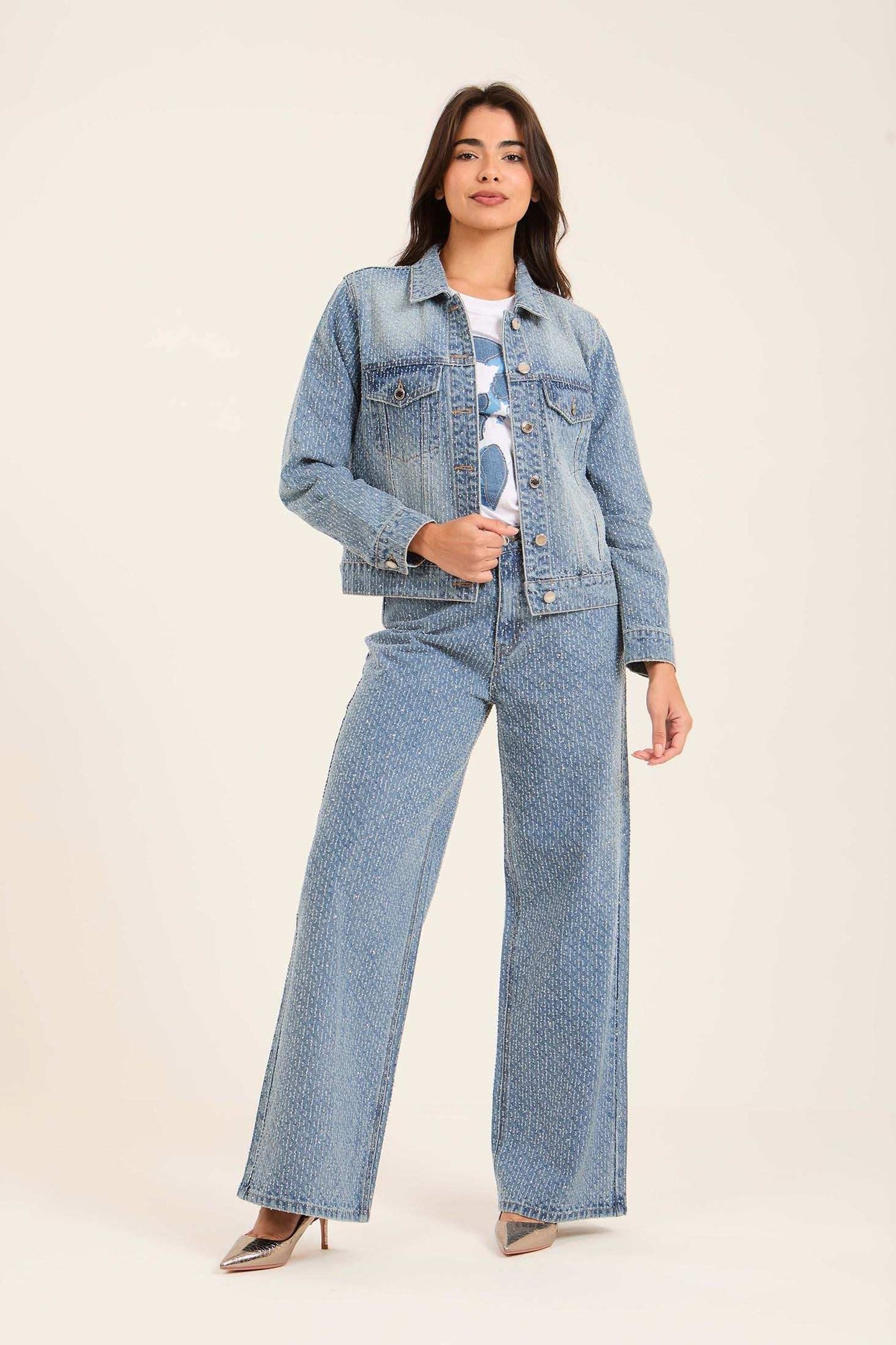 Cropped Cotton Jacket with Chest Pockets