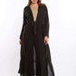 Golden Lines with Shiny Sequins Long Kimono