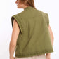Embroidered Cap Sleeves Vest with Snap Buttons