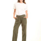 High-Waist Cotton Pants with Oversized Quilted Pockets