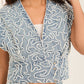 Cap Sleeves Squiggle Pattern Denim Vest