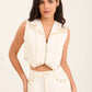 Deep V-Neck Zipped Vest with Decorative Rings