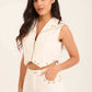 Deep V-Neck Zipped Vest with Decorative Rings