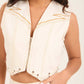 Deep V-Neck Zipped Vest with Decorative Rings
