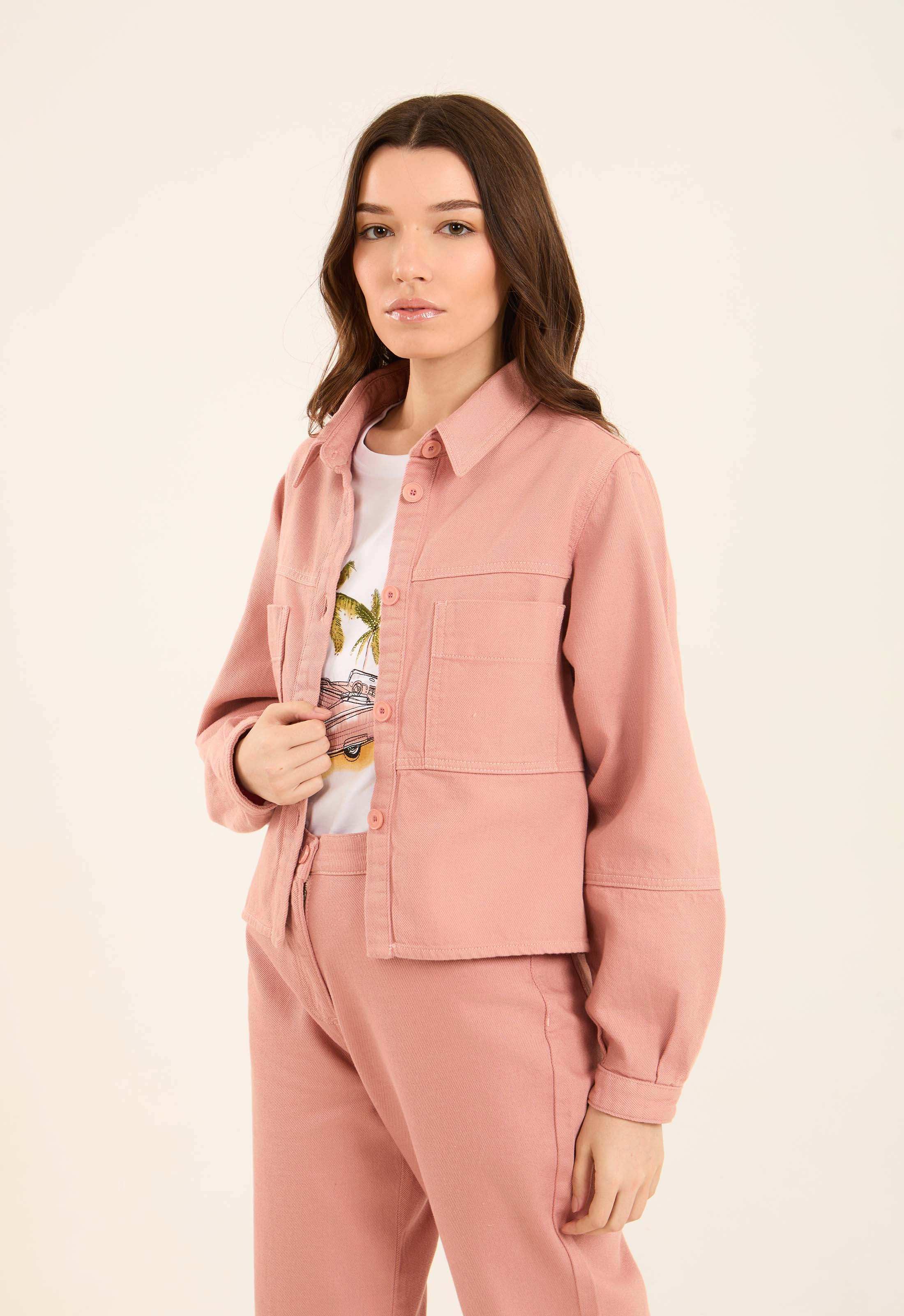 Tailored Cotton Jacket with Buttoned Cuffs