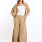 High-Waist Cotton Pants with Straight Cut