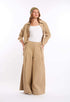 High-Waist Cotton Pants with Straight Cut