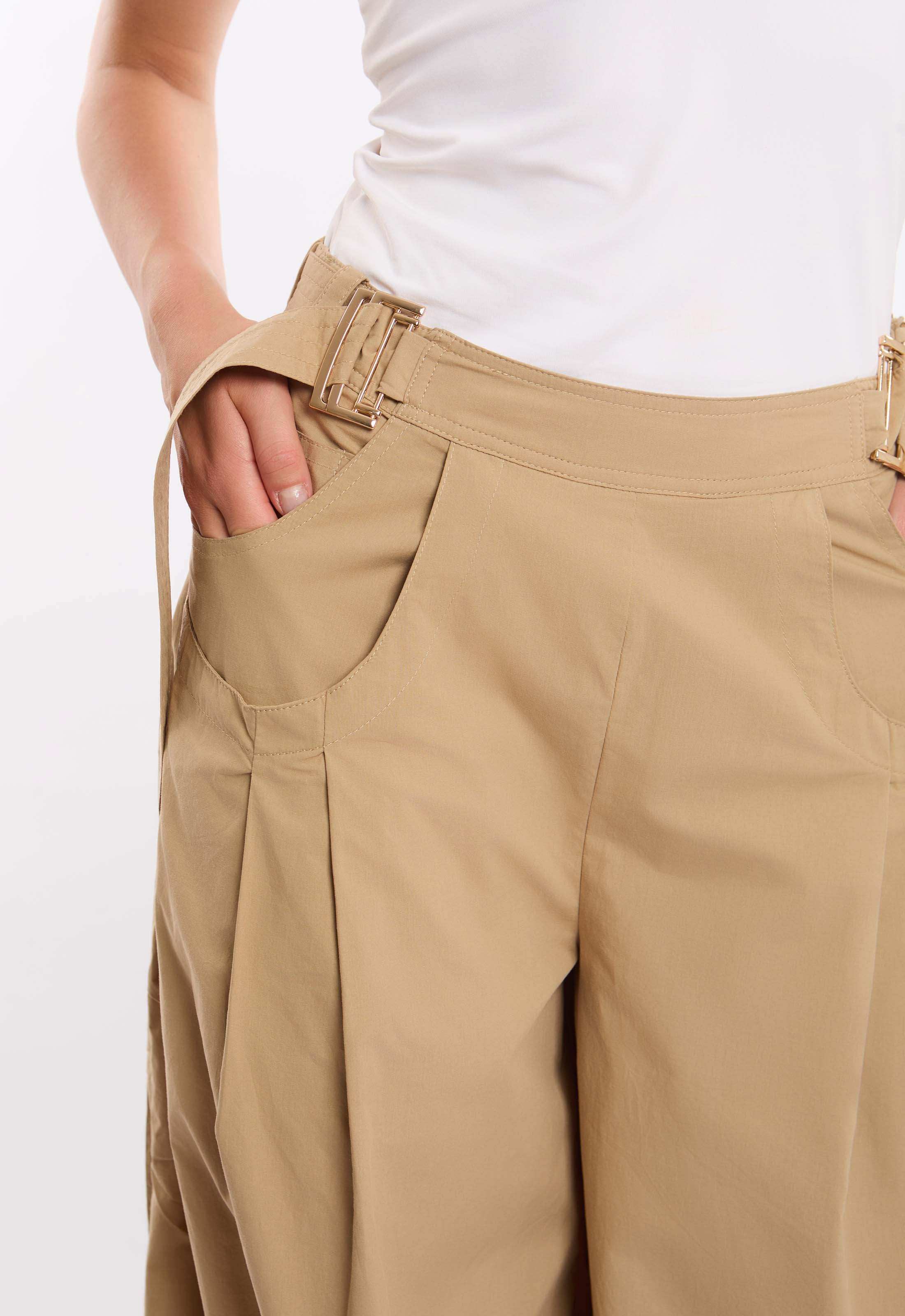 High-Waist Cotton Pants with Straight Cut