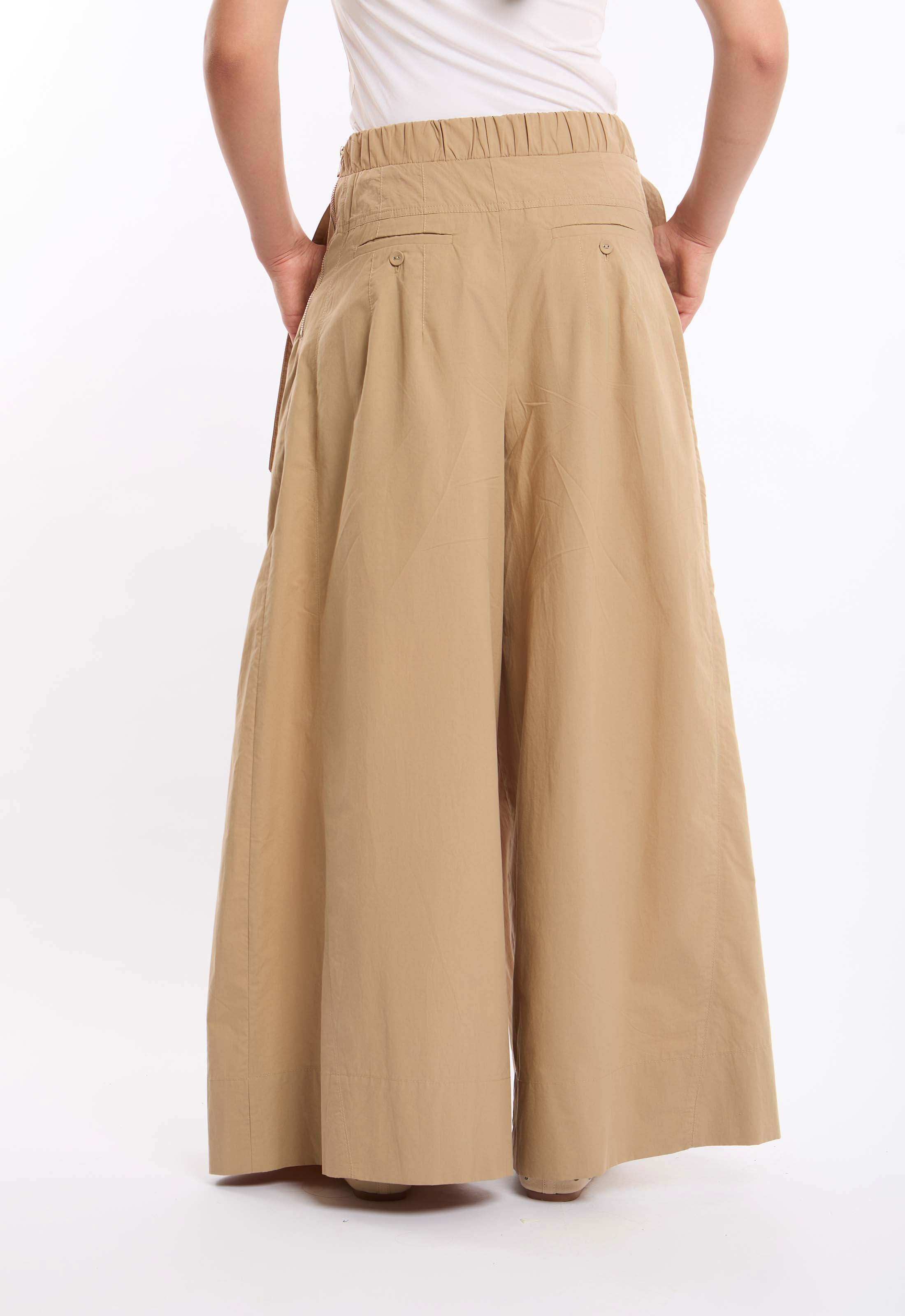 High-Waist Cotton Pants with Straight Cut
