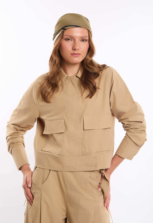 Structured Cotton Jacket with Front Buttons