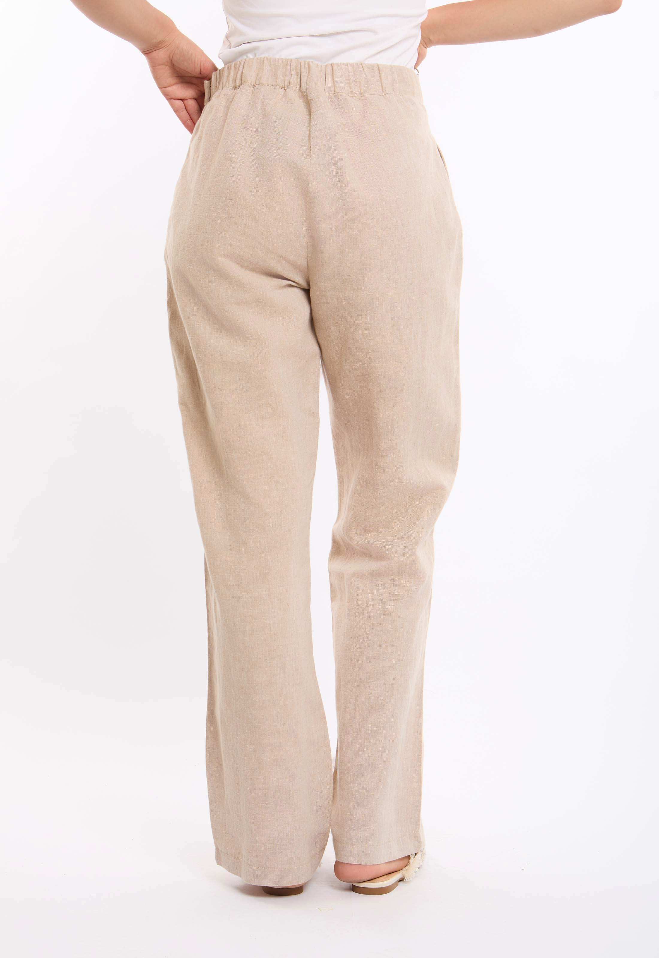 Cotton-Linen Straight Pants