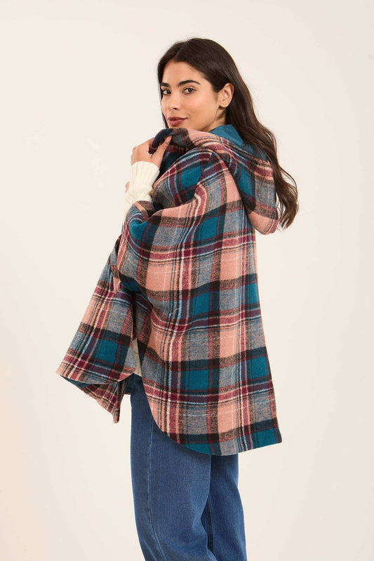 Women Cape Checks Aqua