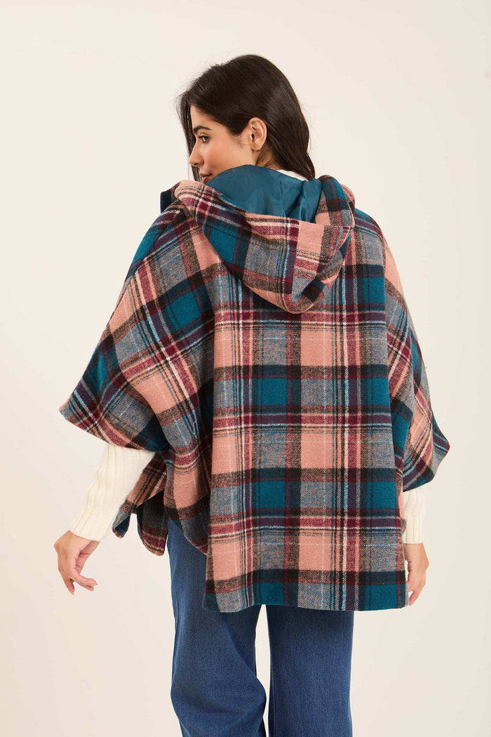 Women Cape Checks Aqua