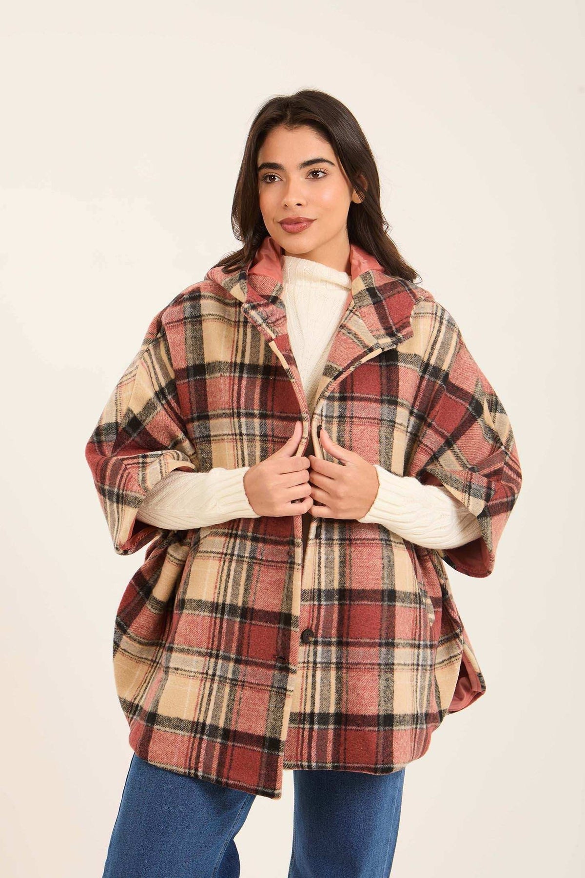 Women Cape Checks Pink