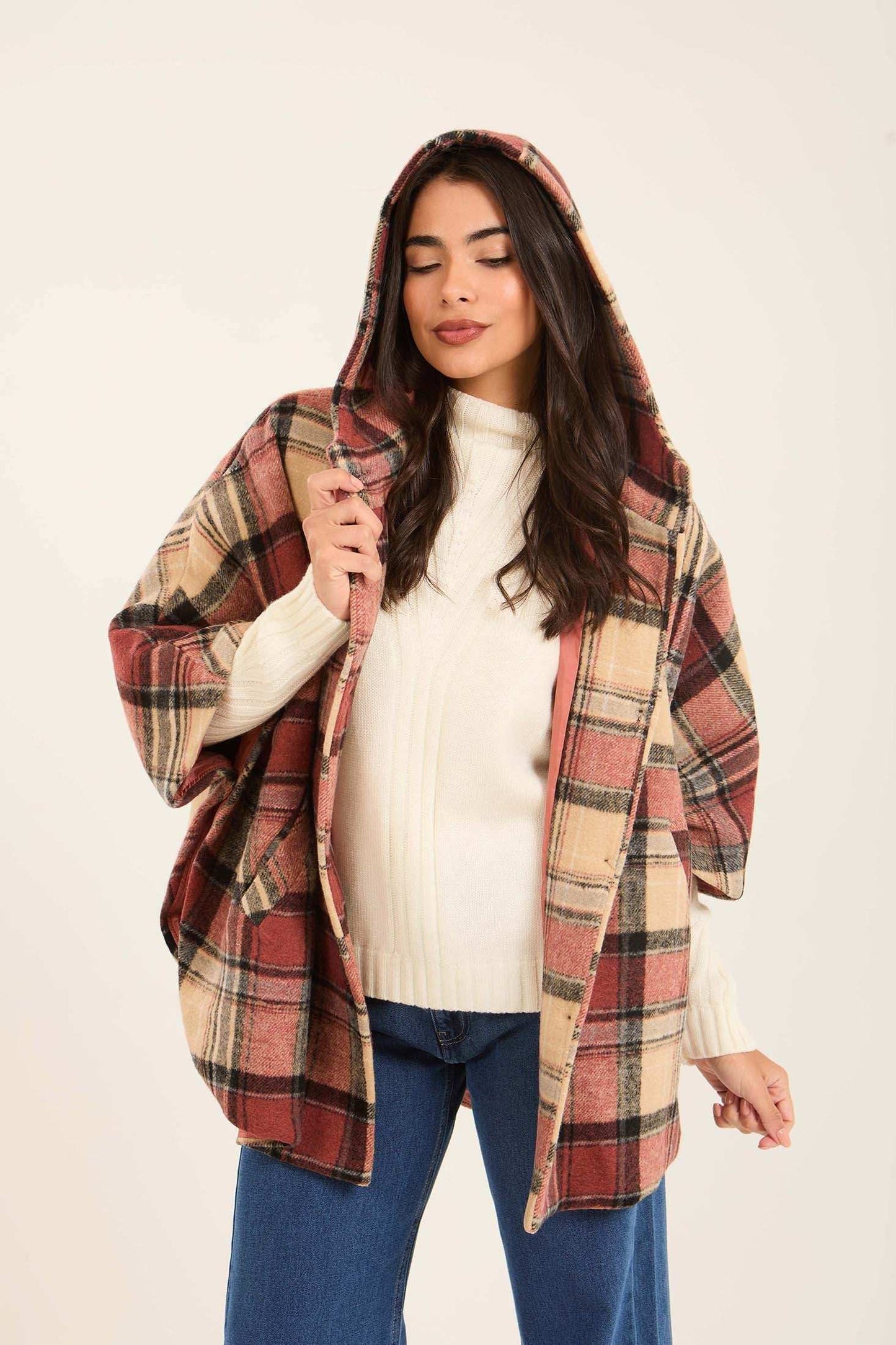 Women Cape Checks Pink