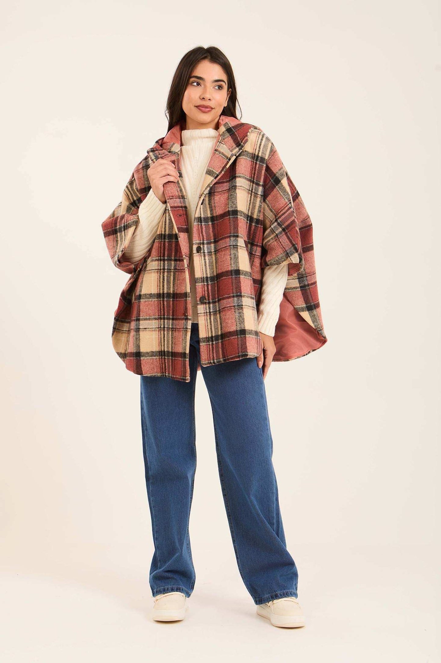 Women Cape Checks Pink