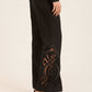 Linen-Blend Flare Trousers