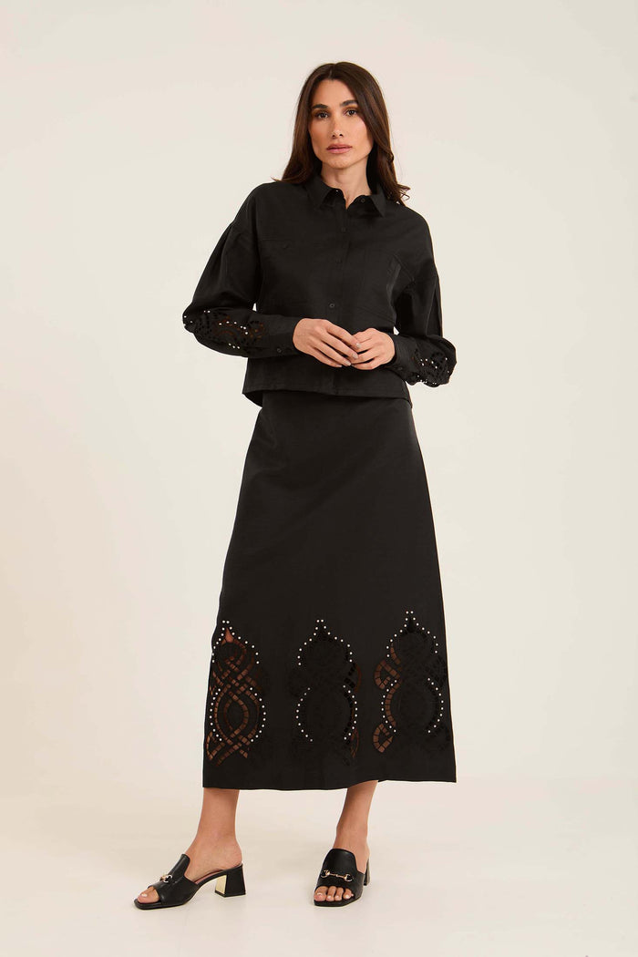 Stitched Pearls with Perforated Touch Skirt