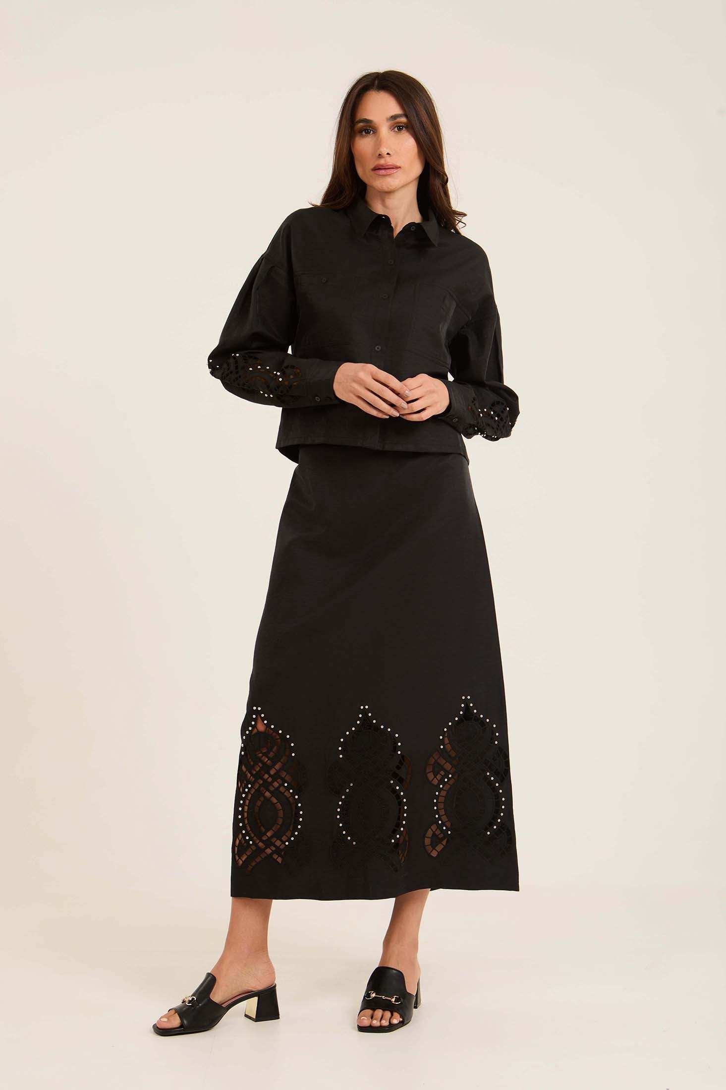 Stitched Pearls with Perforated Touch Skirt