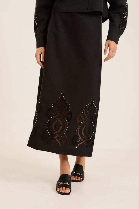 Stitched Pearls with Perforated Touch Skirt