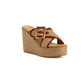 Comfy Buckled Cross-Strap Wedge Mules