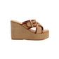 Comfy Buckled Cross-Strap Wedge Mules