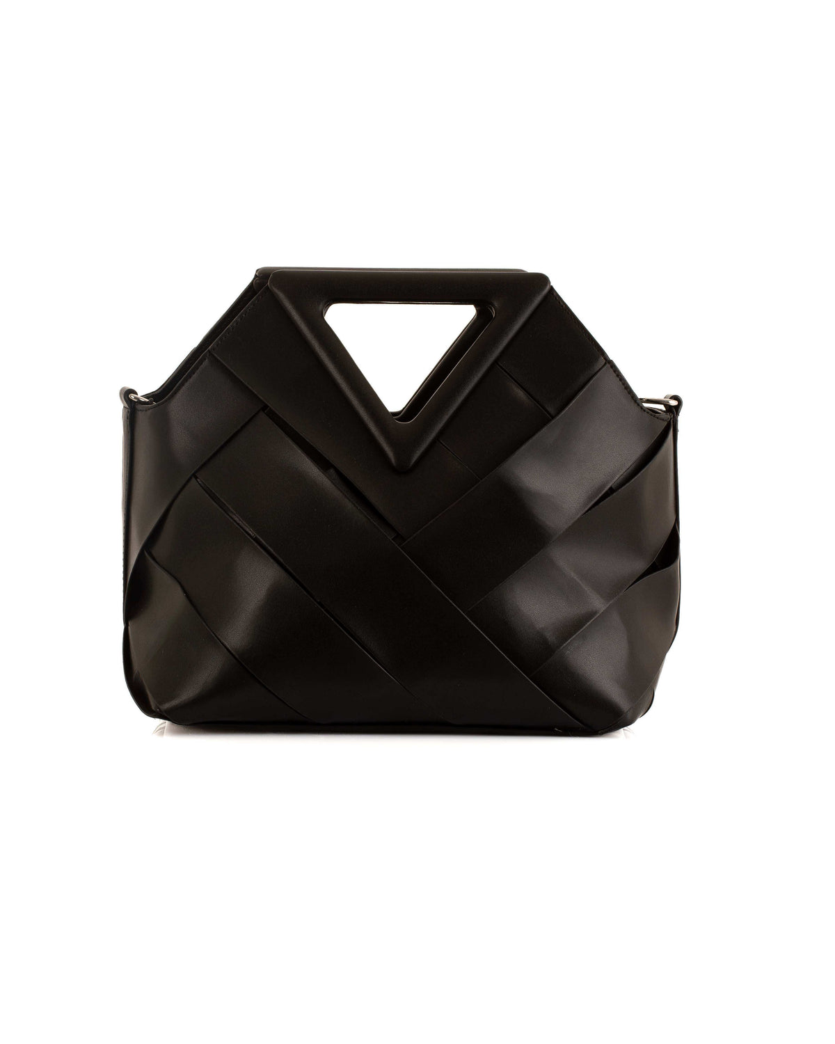 Triangular Handle Interlocking Leather Handbag