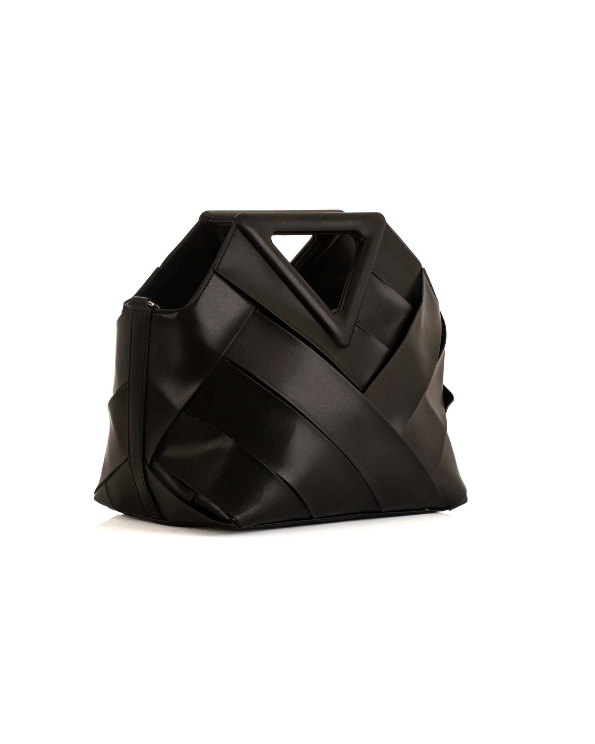 Triangular Handle Interlocking Leather Handbag