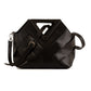 Triangular Handle Interlocking Leather Handbag