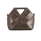 Triangular Handle Interlocking Leather Handbag