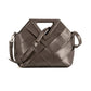 Triangular Handle Interlocking Leather Handbag