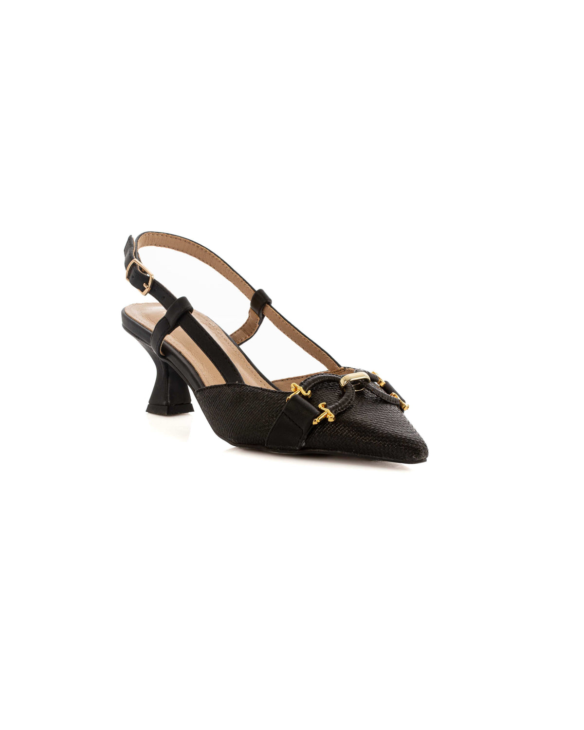 Raffia Leatherette Slingback Heels