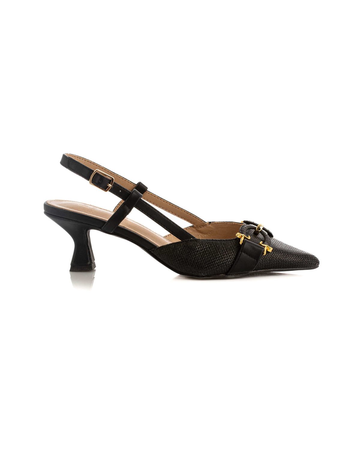 Raffia Leatherette Slingback Heels